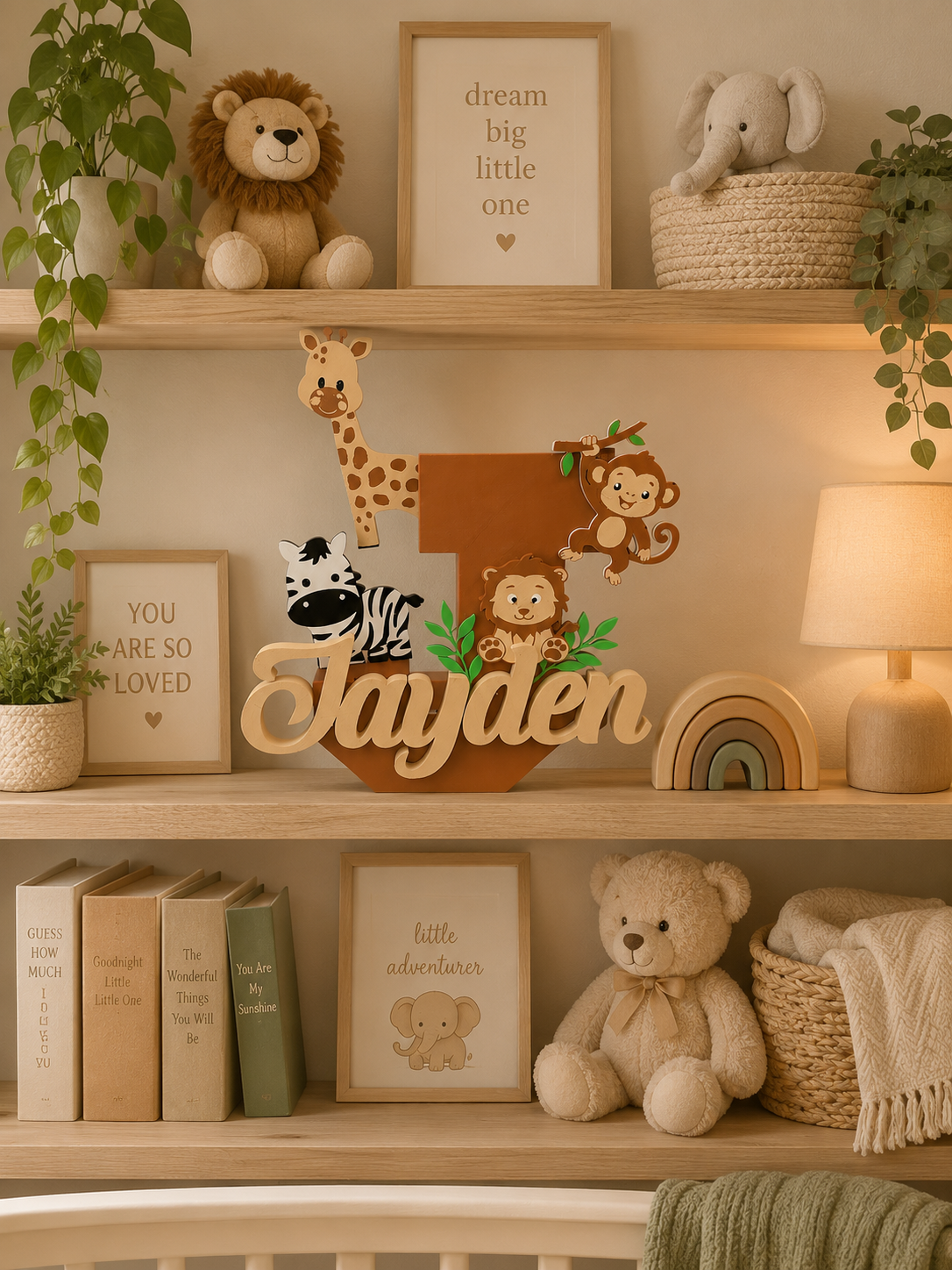 Personalized 3D Safari Nursery Letter | Custom Baby Name Sign | Jungle Nursery Decor | Baby Shower Gift | Nursery Wall Decoration