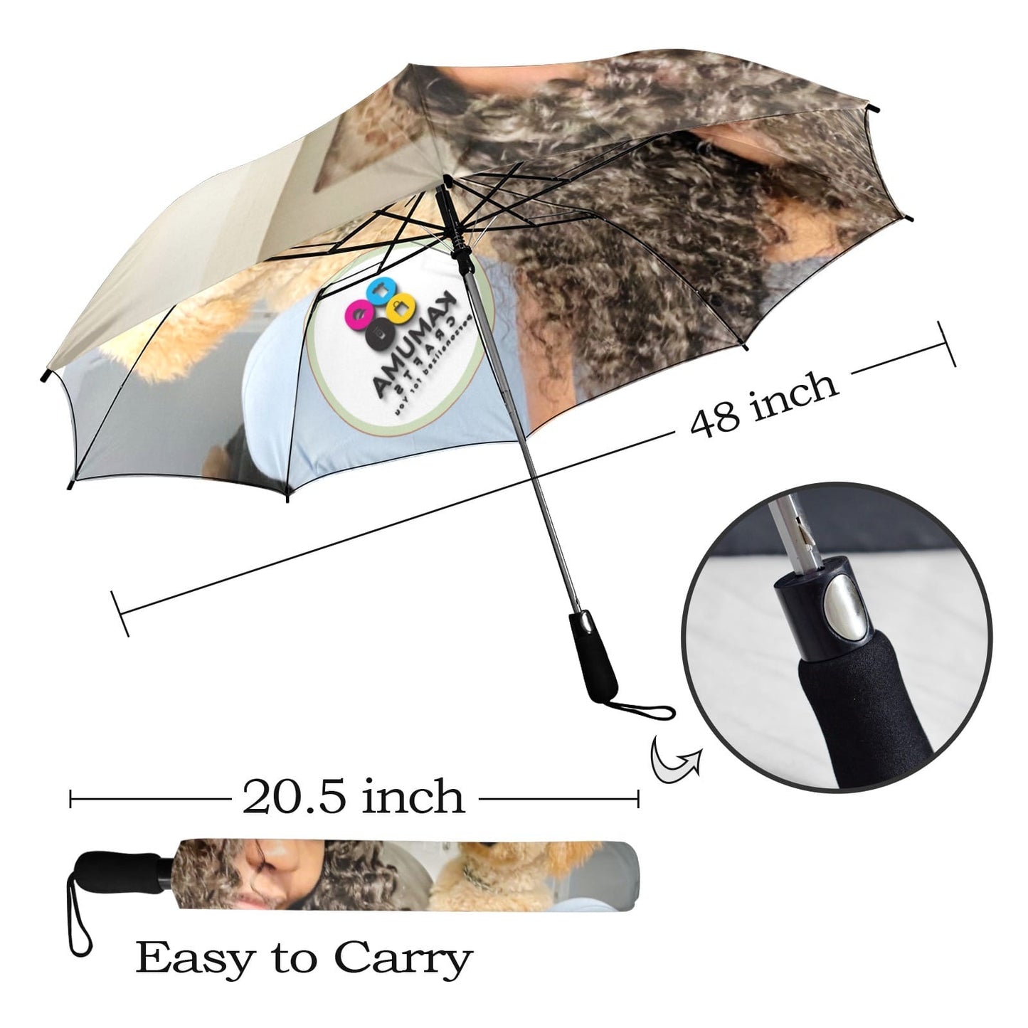 Personalized Photo Umbrella (Large)– Custom Semi-Automatic Folding Umbrella