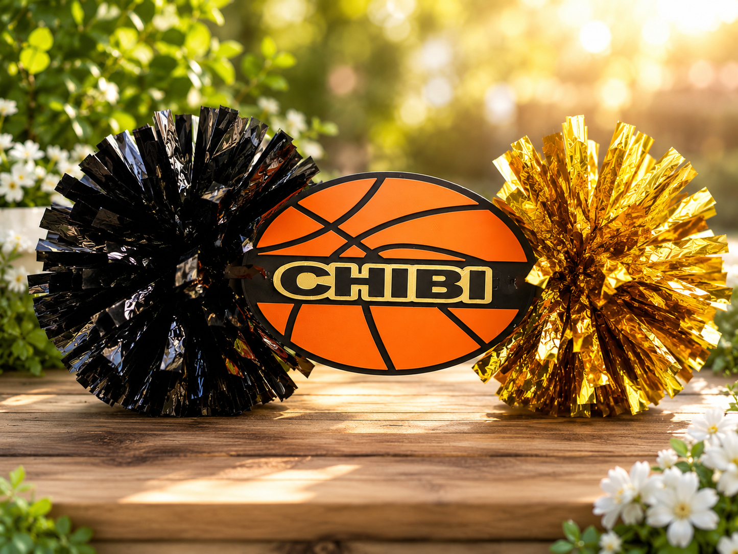 Custom 3D Printed Cheer Stick with Pom Poms | Personalized Team Spirit Sign | Football, Basketball, Soccer, Baseball & Any Sport | Pep Rally Fan Accessory