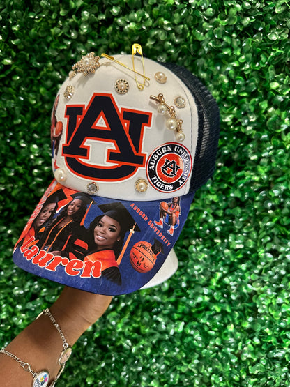 Personalized Trucker Hat with Optional Charms, Custom Photo Hat for Graduation, Office, Birthdays & Special Events