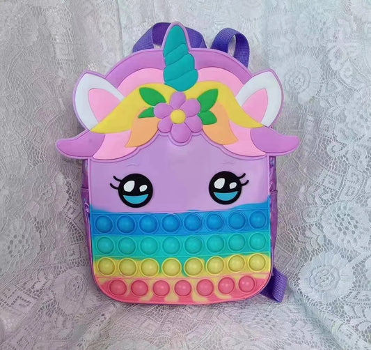 Unicorn Pop Bubble Small Backpack| Sensory Fidget Schoolbag for Preschool and Toddlers
