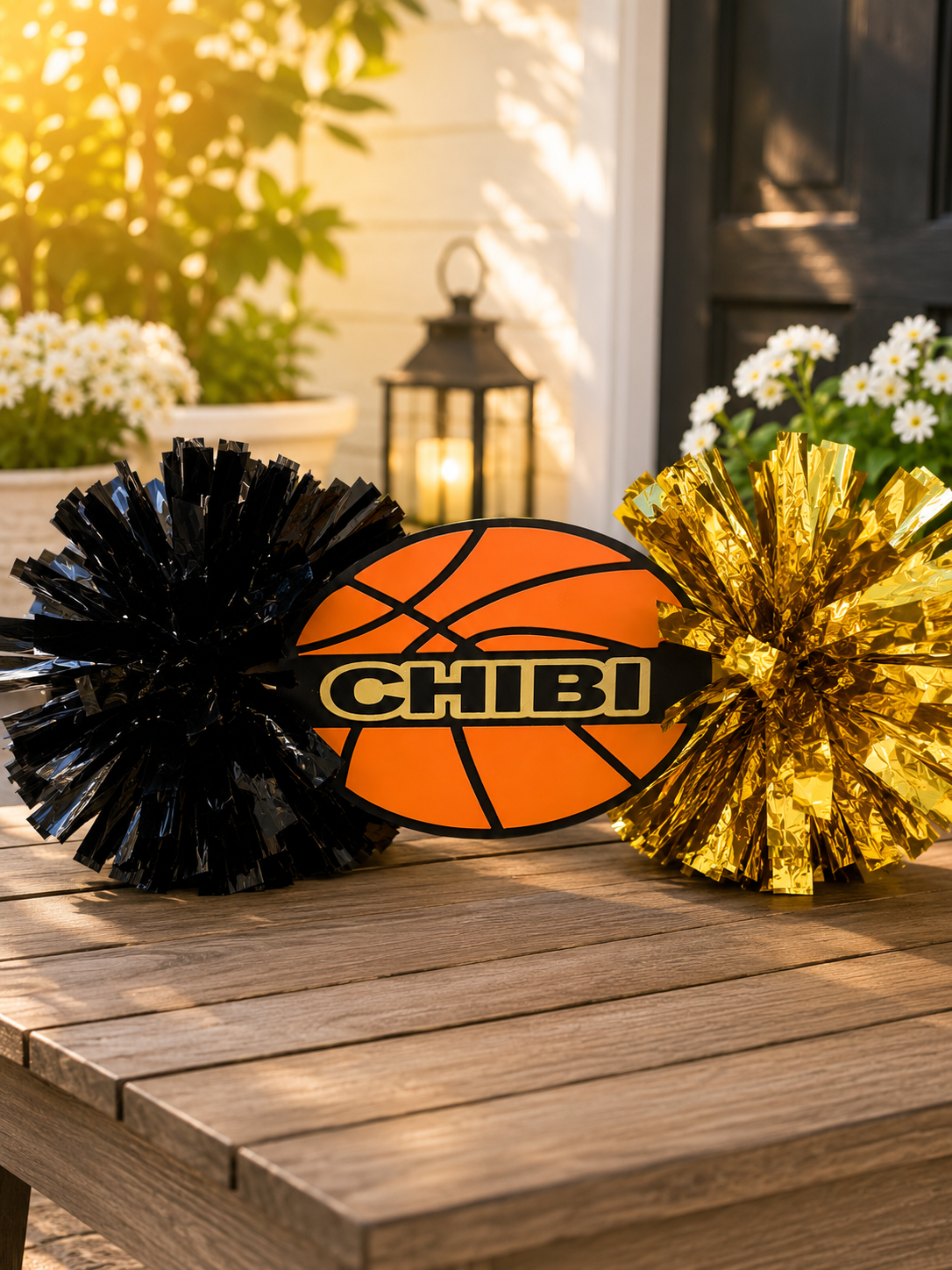 Custom 3D Printed Cheer Stick with Pom Poms | Personalized Team Spirit Sign | Football, Basketball, Soccer, Baseball & Any Sport | Pep Rally Fan Accessory