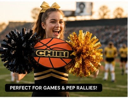 Custom 3D Printed Cheer Stick with Pom Poms | Personalized Team Spirit Sign | Football, Basketball, Soccer, Baseball & Any Sport | Pep Rally Fan Accessory
