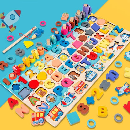 Wooden Montessori Learning Board |All-in-One Educational Puzzle Set