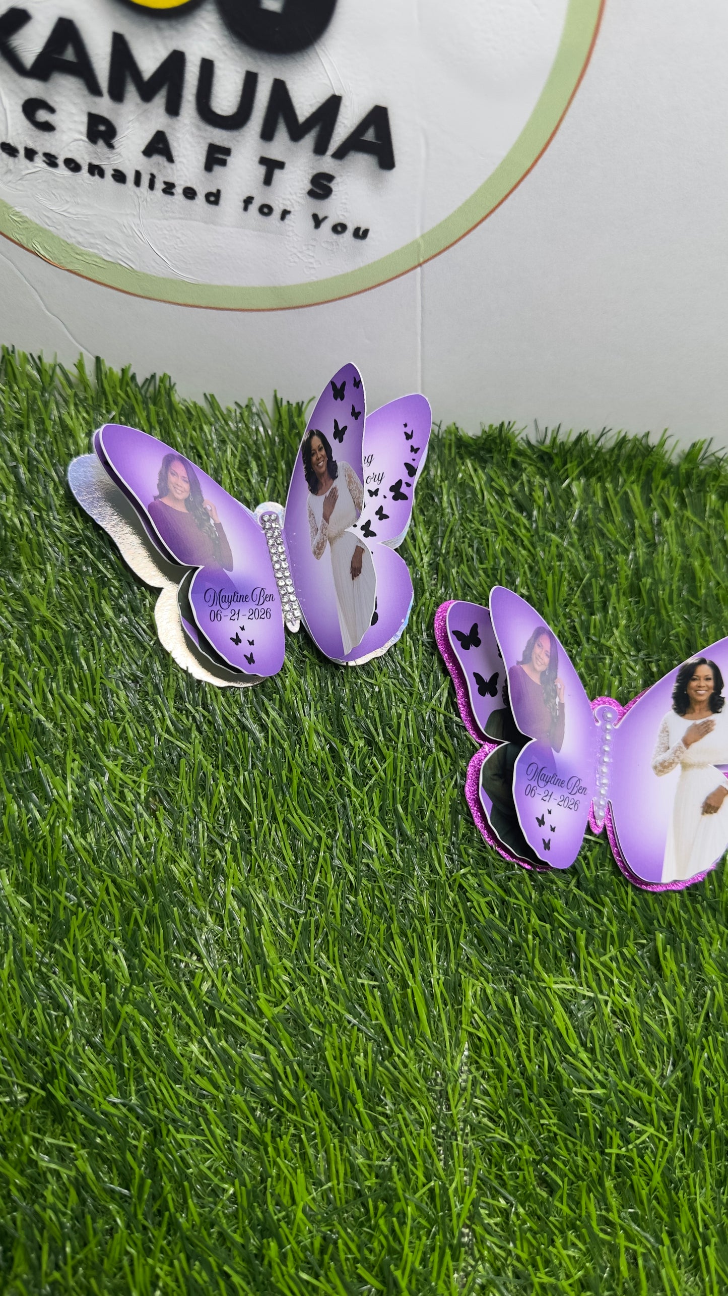 Personalized Butterfly Photo Pins & Keepsakes| Minimum order of 12