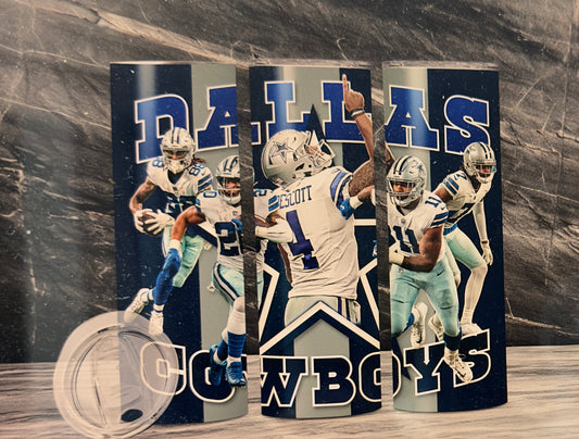 Sublimation Football 20oz Tumbler| Dallas Cowboys