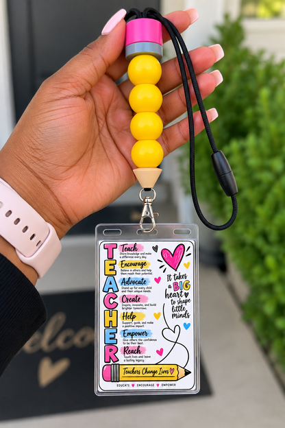 ✏️ Teacher Pencil Lanyard| Optional Inspirational ID Card