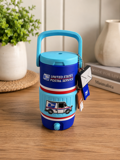 USPS-Inspired 3D Printed Can Cooler Set with Matching Keychain & Can Opener| 12oz Slim Can Cooler