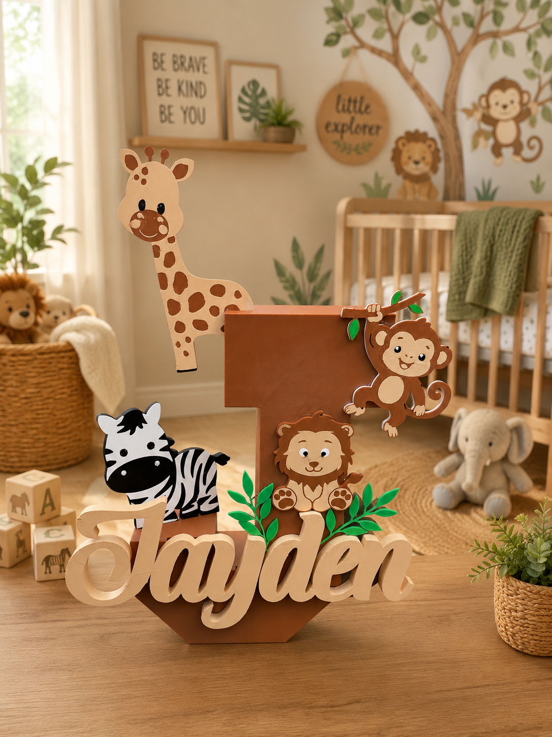 Personalized 3D Safari Nursery Letter | Custom Baby Name Sign | Jungle Nursery Decor | Baby Shower Gift | Nursery Wall Decoration