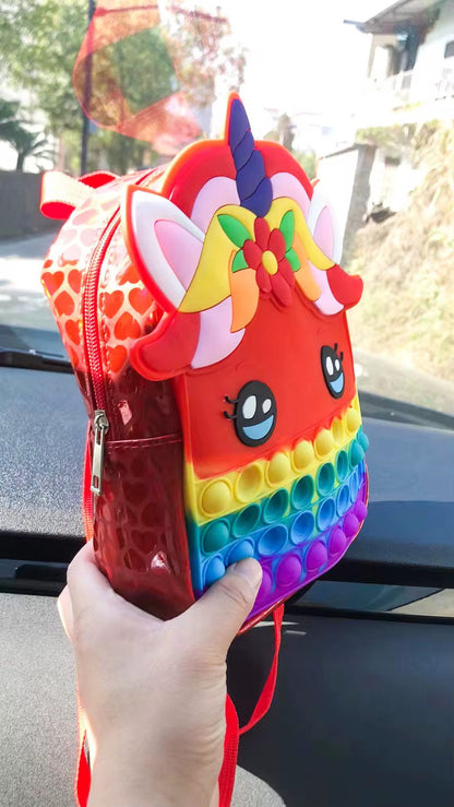 Unicorn Pop Bubble Small Backpack| Sensory Fidget Schoolbag for Preschool and Toddlers