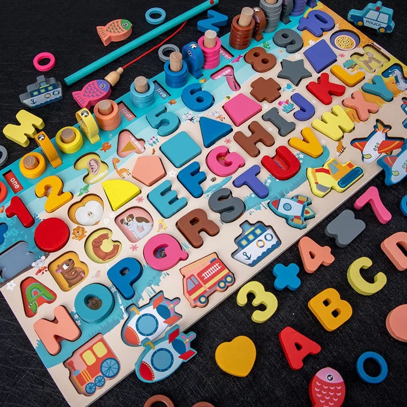 Wooden Montessori Learning Board |All-in-One Educational Puzzle Set