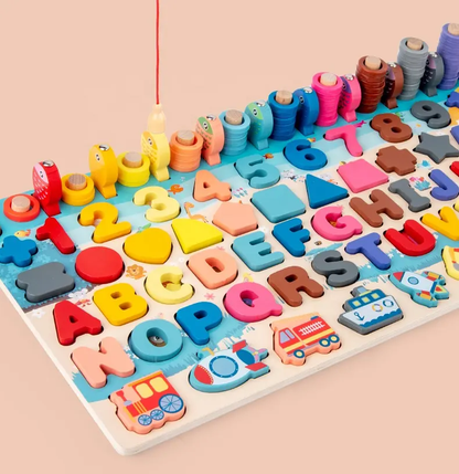 Wooden Montessori Learning Board |All-in-One Educational Puzzle Set