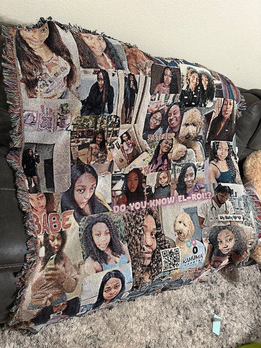 Customized Photo Tapestry Woven Cotton Throw| Personalized Keepsake| Anniversary Gift| Custom Gift for all Occasion