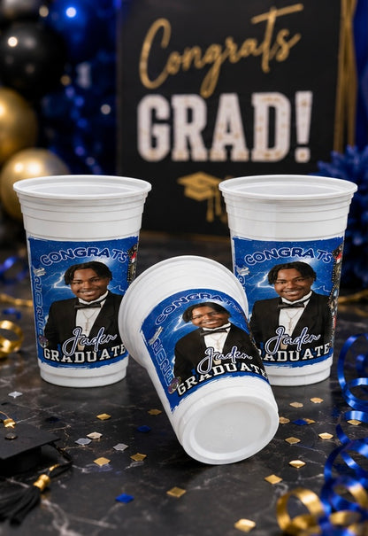 🎓 Custom Graduation Party Cups – Personalized Photo Graduation Cups 🎓