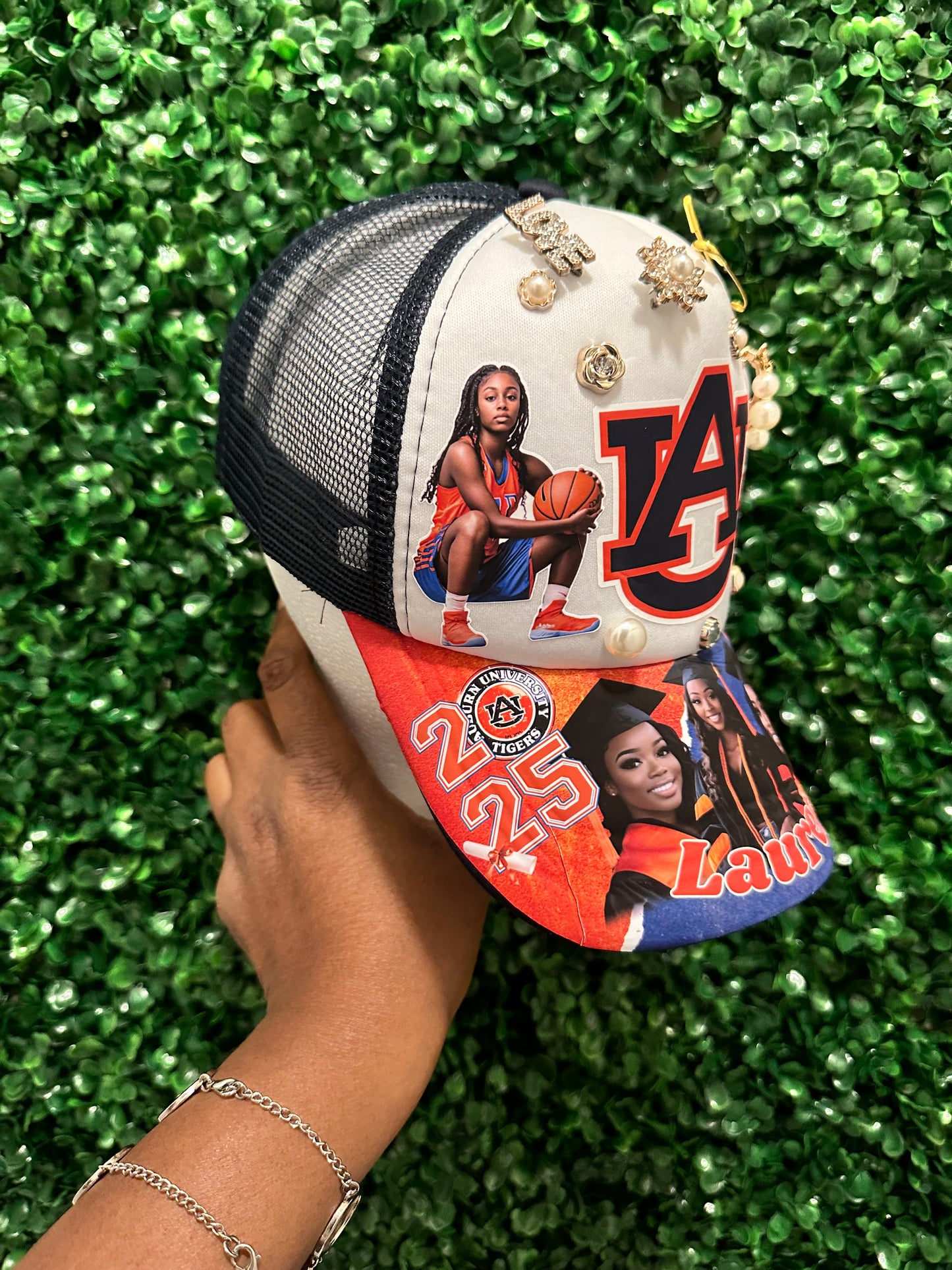 Personalized Trucker Hat with Optional Charms, Custom Photo Hat for Graduation, Office, Birthdays & Special Events