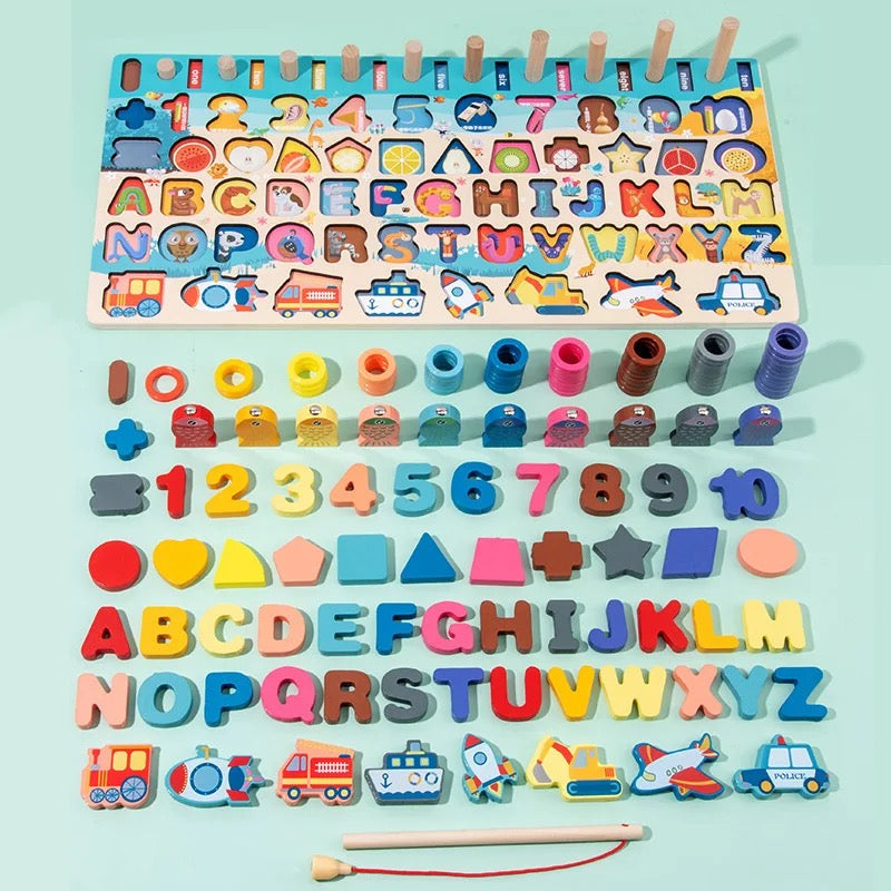 Wooden Montessori Learning Board |All-in-One Educational Puzzle Set