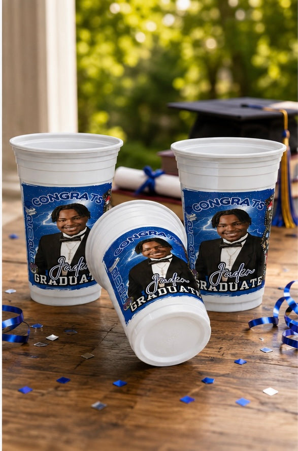 🎓 Custom Graduation Party Cups – Personalized Photo Graduation Cups 🎓