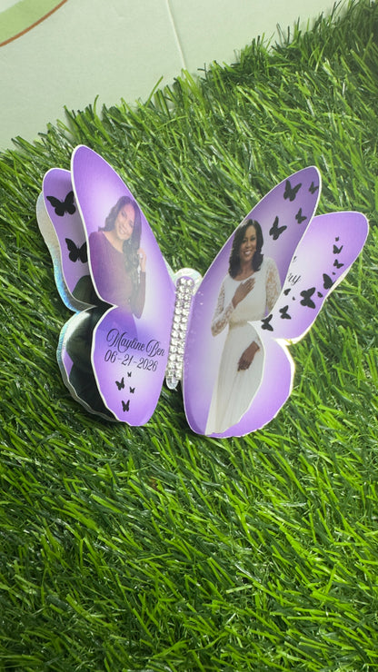 Personalized Butterfly Photo Pins & Keepsakes| Minimum order of 12