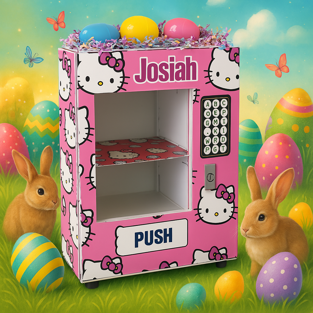 Custom vending machine, Hello Kitty-Inspired vending machine, Graduation vending machine, Easter vending machine