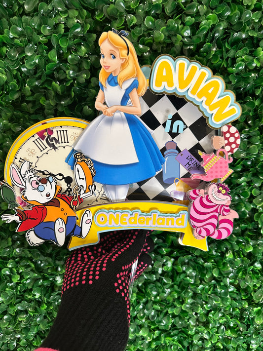 3D Cake Topper, Alice in the Wonderland Cake topper, Party Decor