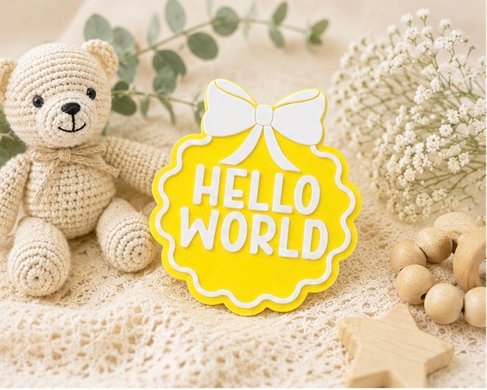 Baby Monthly Milestone Discs| Hello World Milestone| One Month to One Year Milestone| Photo Prop | Baby Shower Gift | First Birthday Keepsake