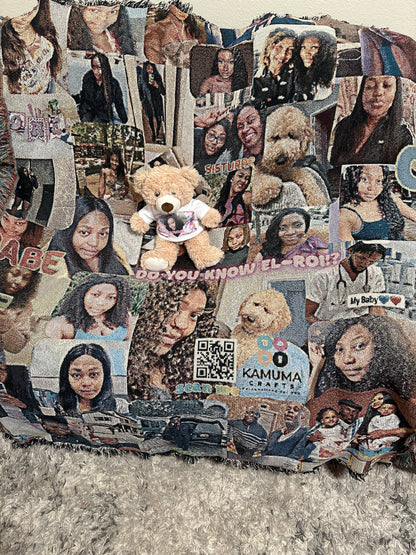 Customized Photo Tapestry Woven Cotton Throw| Personalized Keepsake| Anniversary Gift| Custom Gift for all Occasion