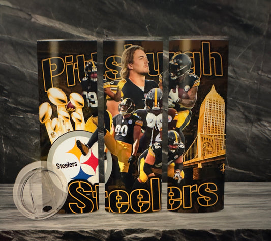 Sublimation Football 20oz Tumbler| Pittsburgh Steelers