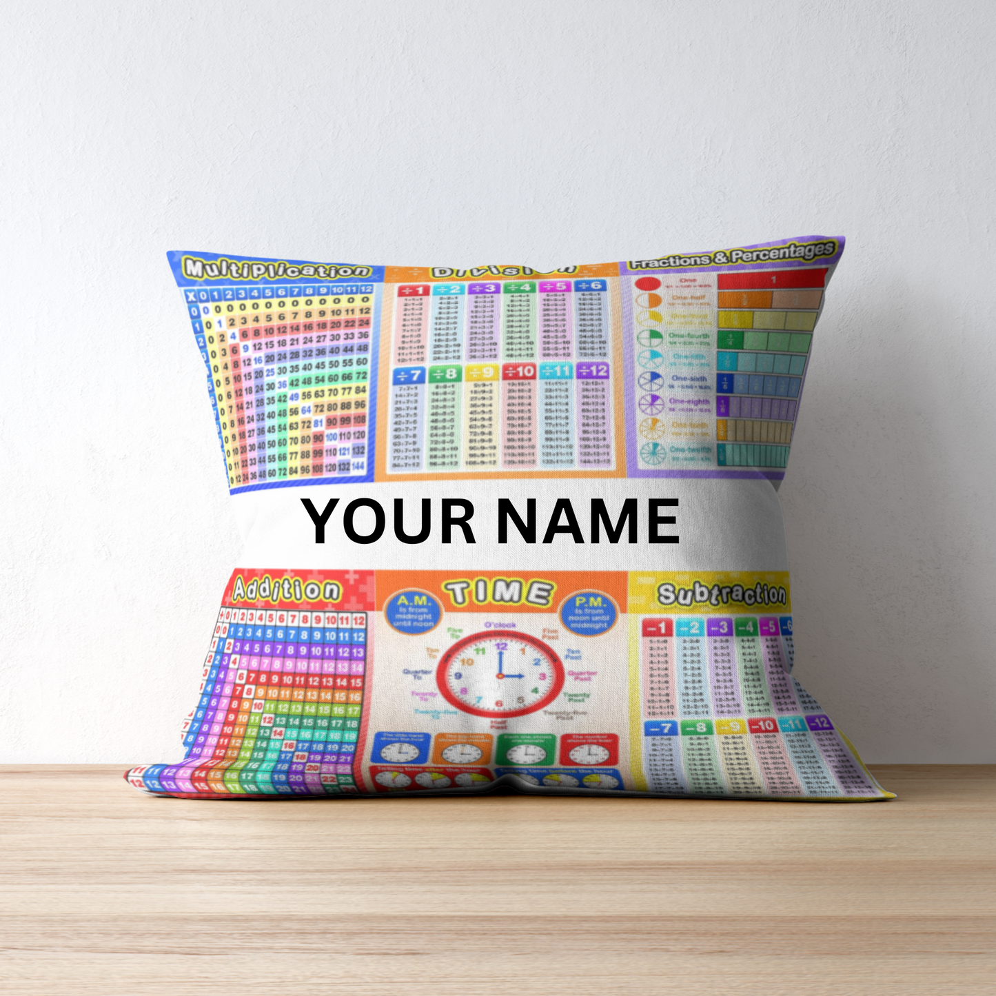 Educational Pillow 16 x16 Polyester| Toddler to Fifth Grade.