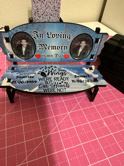 Custom Memorial Bench Keepsake , Desk Memorial Bench| Personalized Keepsake
