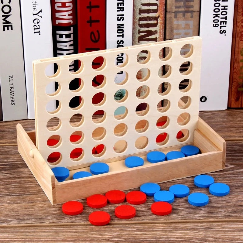 Wooden Four-in-a-Row Strategy Game