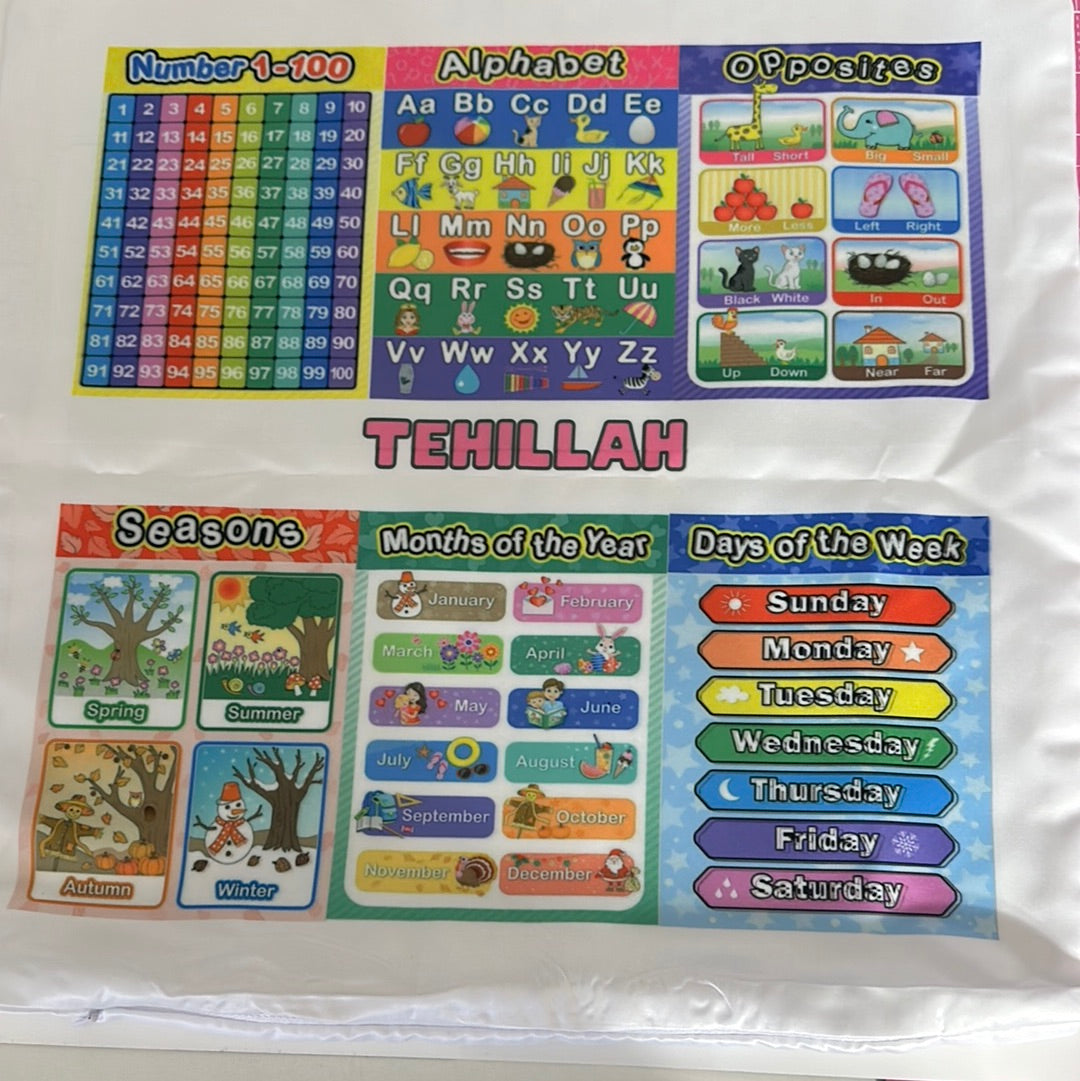 Educational Pillow 16 x16 Polyester| Toddler to Fifth Grade.