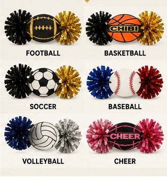 Custom 3D Printed Cheer Stick with Pom Poms | Personalized Team Spirit Sign | Football, Basketball, Soccer, Baseball & Any Sport | Pep Rally Fan Accessory