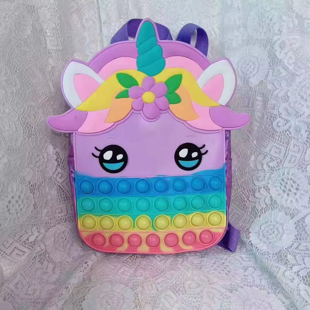 Unicorn Pop Bubble Small Backpack| Sensory Fidget Schoolbag for Preschool and Toddlers