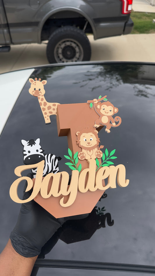 Personalized 3D Safari Nursery Letter | Custom Baby Name Sign | Jungle Nursery Decor | Baby Shower Gift | Nursery Wall Decoration