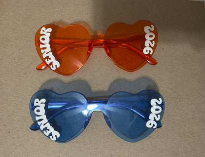 Senior 2026 Rimless Heart-Shaped Sunnies | Rimless Novelty Sunglasses| Perfect for Occasions