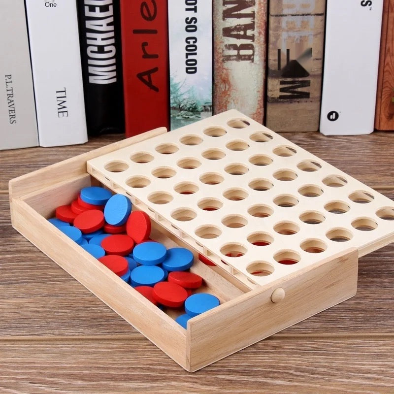 Wooden Four-in-a-Row Strategy Game
