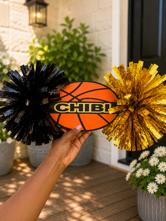 Custom 3D Printed Cheer Stick with Pom Poms | Personalized Team Spirit Sign | Football, Basketball, Soccer, Baseball & Any Sport | Pep Rally Fan Accessory