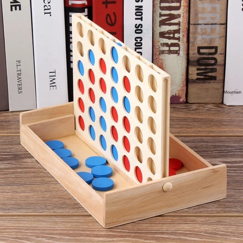 Wooden Four-in-a-Row Strategy Game