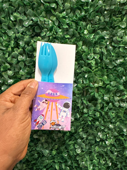 Custom Party Favor Utensil (Empty) Pouch  for Kids  | Birthday & Themed Parties| Napkin Holder| Set of 12