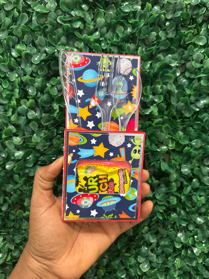 Custom Party Favor Utensil (Filled) Pouch  for Kids | Treat, Crayon & Napkin Holder | Birthday & Themed Parties