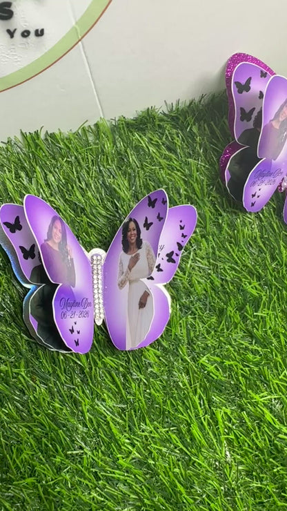 Personalized Butterfly Photo Pins & Keepsakes| Minimum order of 12
