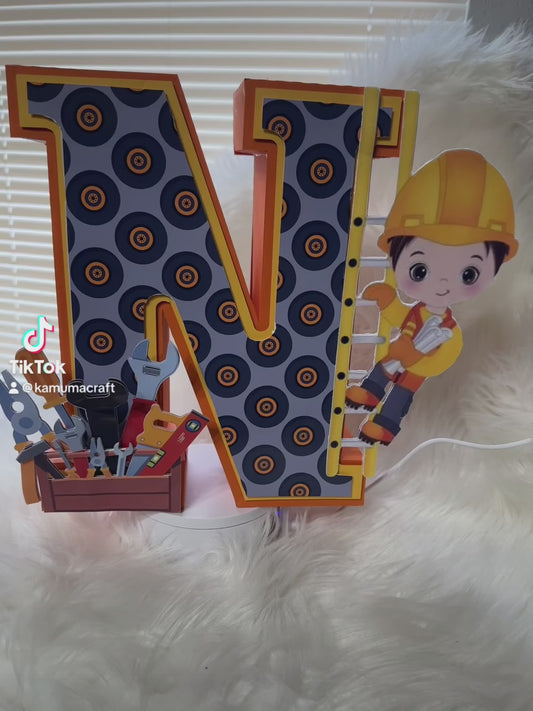 Construction theme 3D Letter 10”| Photo Prop| Party Decor