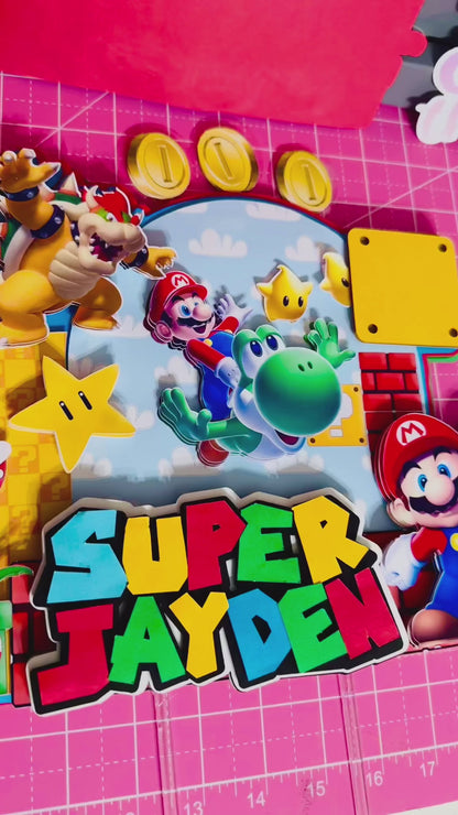 3D Cake Topper with Light and Shaker- Super Mario Inspired