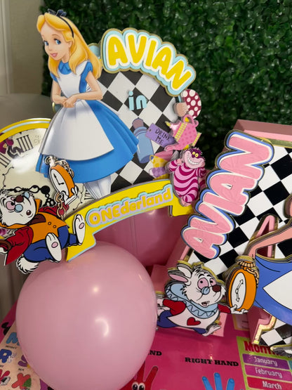 3D Alphabet centerpiece, Alice in the Wonderland centerpiece, party Deco